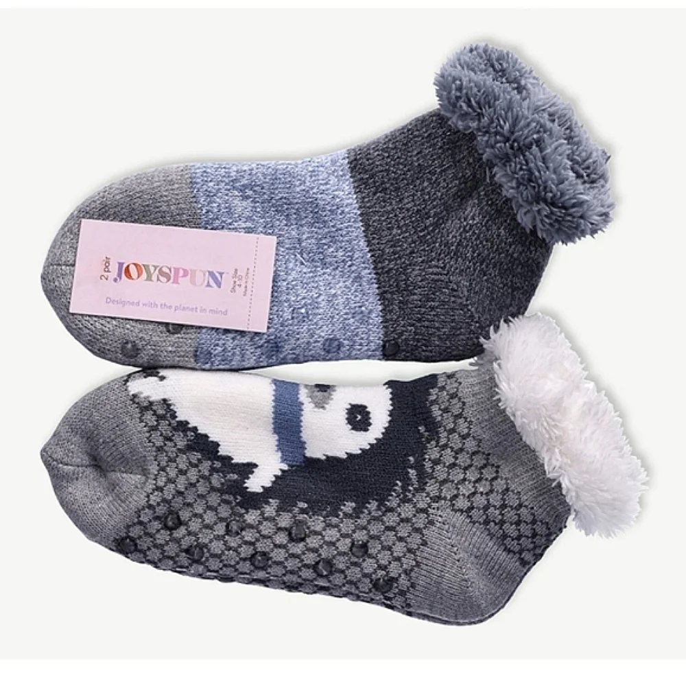 2-Pack Joyspun Hedgehog Knit Slipper Socks - Women's size 4-10